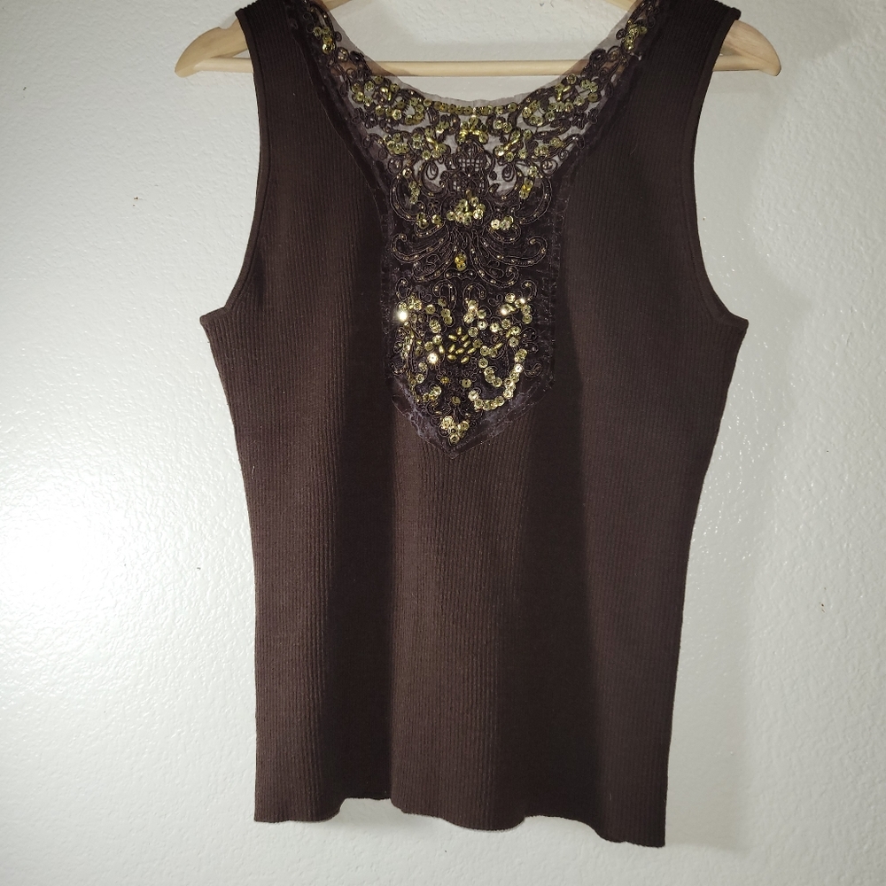 Nygard Tank Top  With  Sequined & Lace